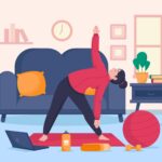 Physiotherapist showing a patient how to perform prescribed home exercises for recovery after treatment.